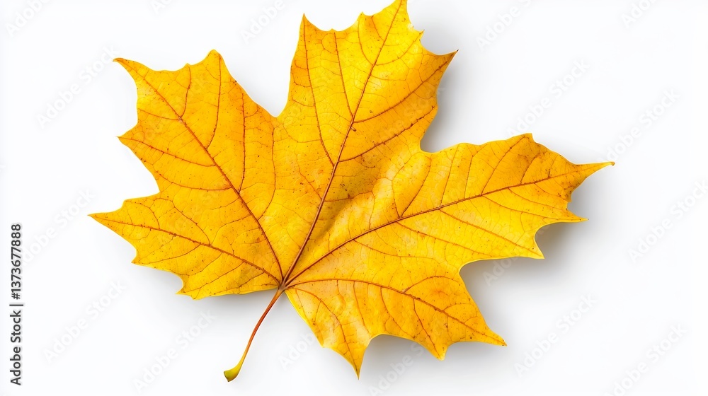 Fototapeta premium Vibrant Yellow Maple Leaf on White Background