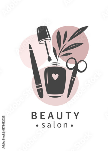Nail studio logo. Nail polish. Minimalistic vector illustration for beauty salon