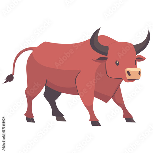 Burgundy Bull Charging bull illustration animal vector