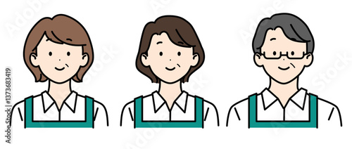 中年 店員さん エプロン