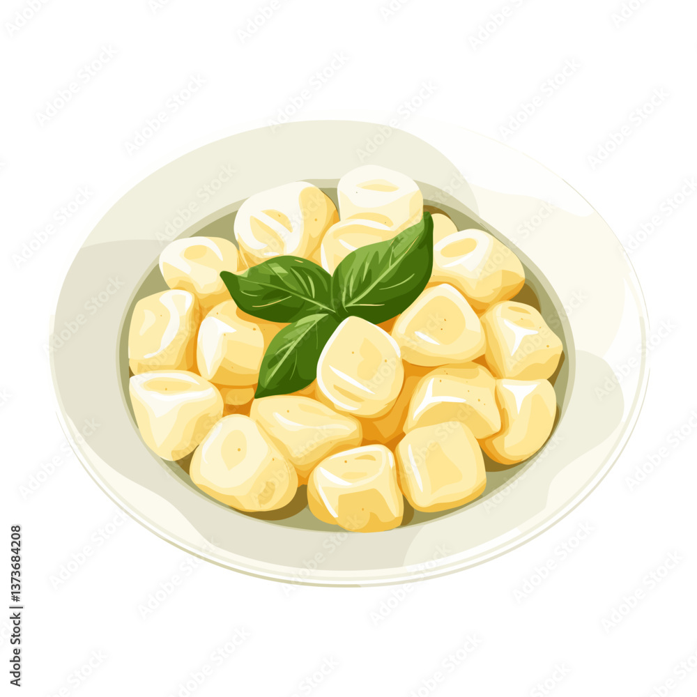 Gnocchi in a plate illustration gnocchi food vector Gnocchi in a plate illustration gnocchi food vector