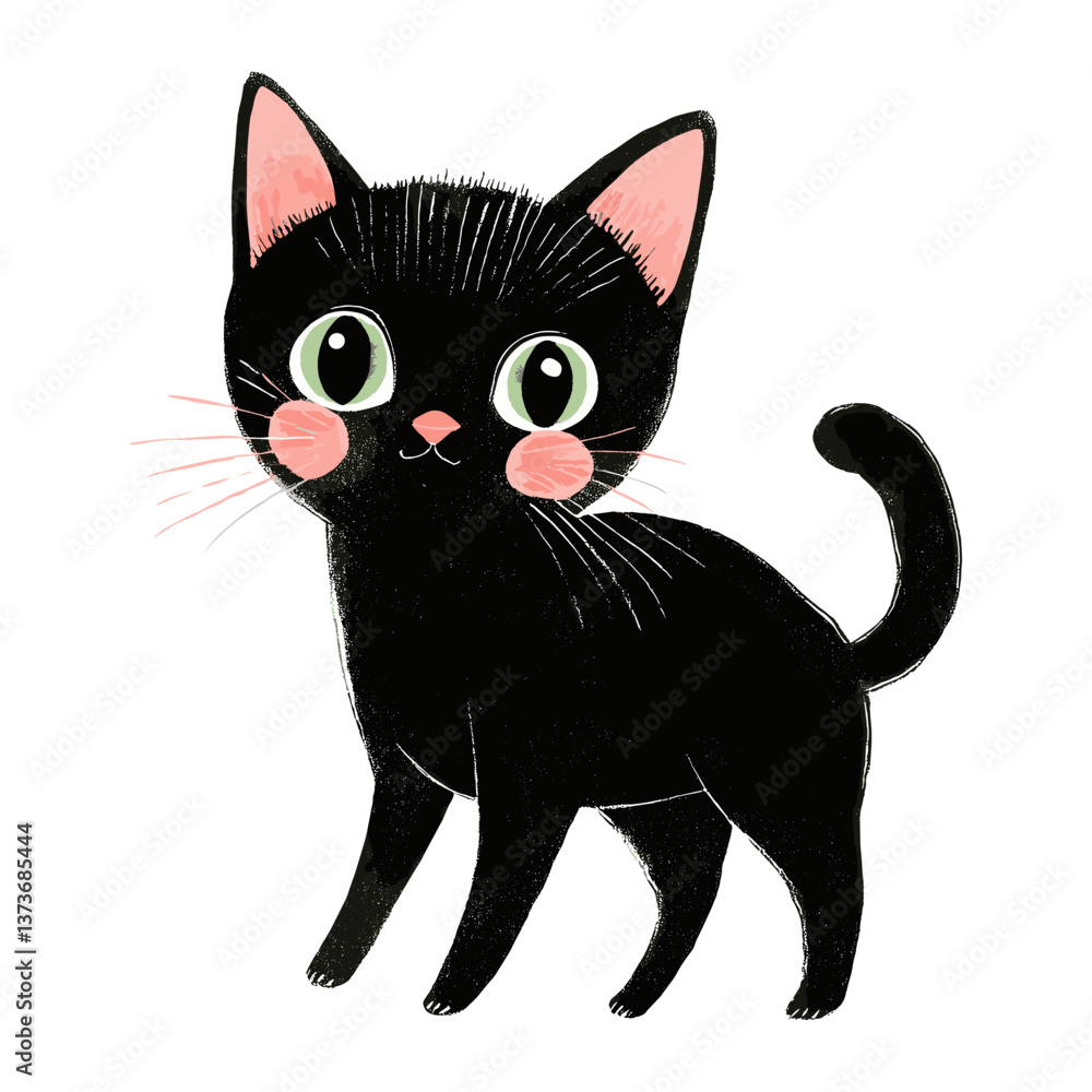 Obraz premium Kitten walking illustration animal black vector