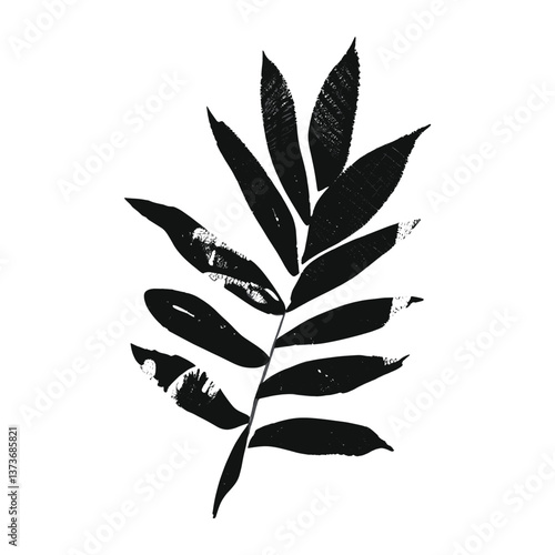 Leaf Fern leaves shape brush stroke silhouette black art vector