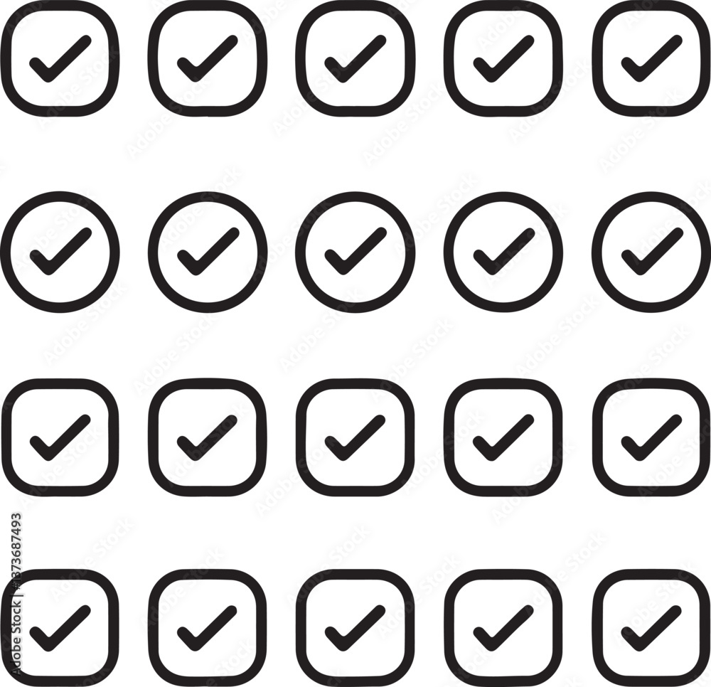 Check mark icons set. Simple vector illustration of check mark icons for web Check mark icons set. Simple vector illustration of check mark icons for web