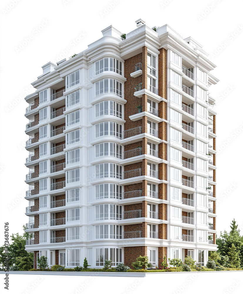 Fototapeta premium modern condominium building with large windows and balconies