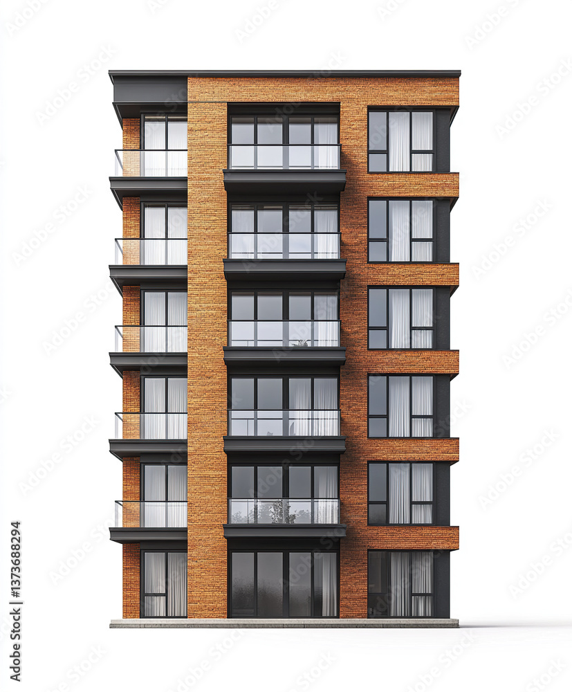 modern condominium with brick facade and large windows modern condominium with brick facade and large windows