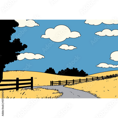 Farm landscape illustration countryside vector