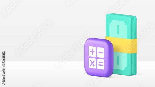 Cash money dollar budget accounting financial calculation banner copy space vector illustration. Finance statistic analyzing checking balance control investment savings wealth income profit planning