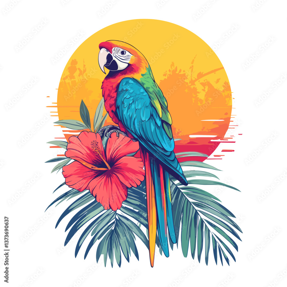 Obraz premium Parrot background tropical colorful vector