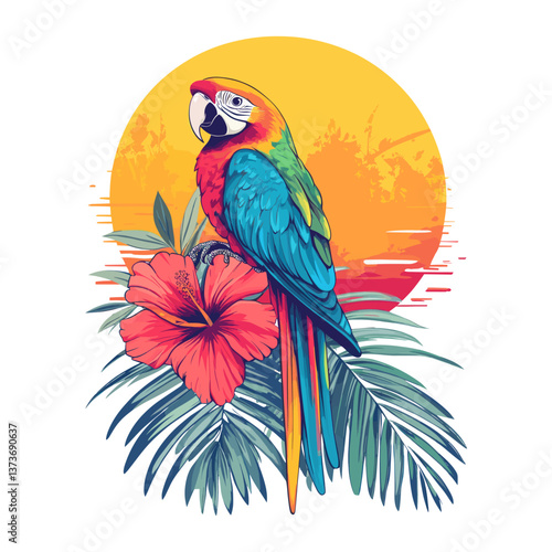 Parrot background tropical colorful vector
