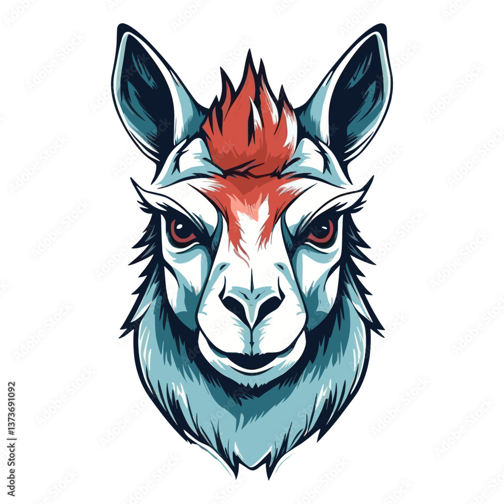 Fototapeta premium Llama head retro logo illustration animal colors vector