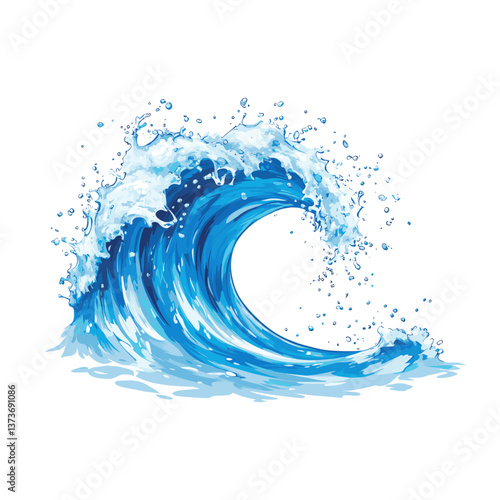 Water s curve shape splash art illustration ocean vector