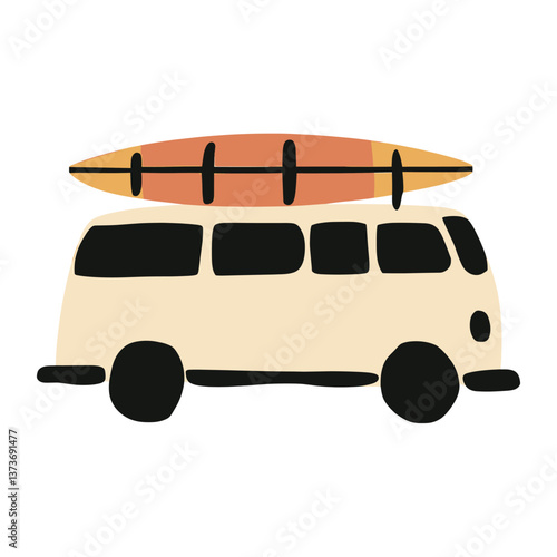 Van illustration vehicle surfing vector
