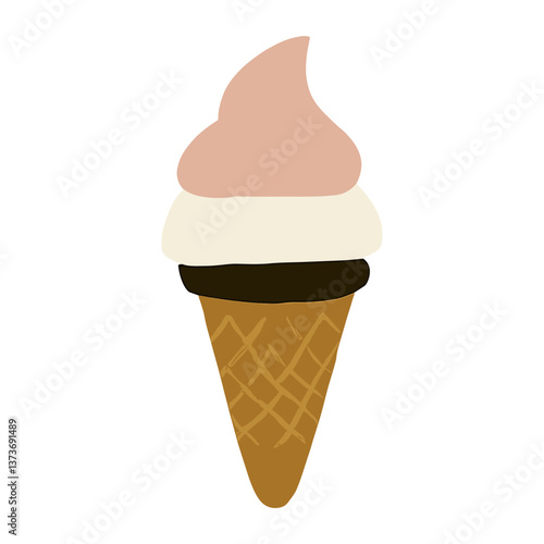 Icecream cone illustration dessert simple vector
