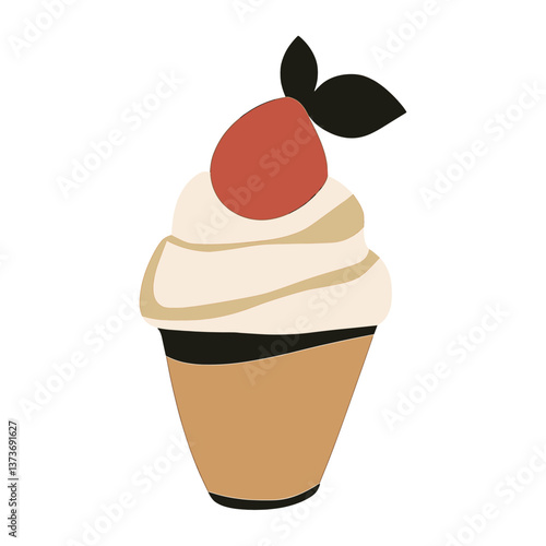 Sundae icecream illustration dessert cupcake vector