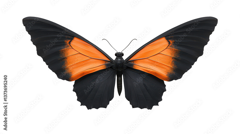 Stunning black and orange butterfly, a closeup view of nature's beauty Stunning black and orange butterfly, a closeup view of nature's beauty