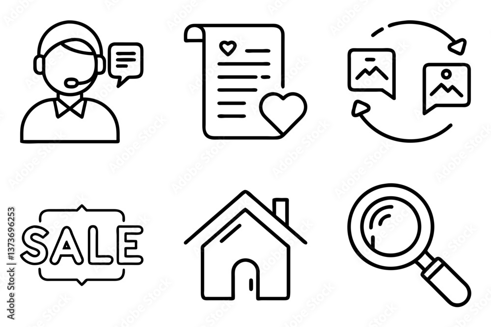 Fototapeta premium Mixed icons: people, book, tag, home