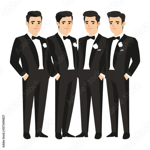 4 groomsmaide suits illustration tuxedos vector