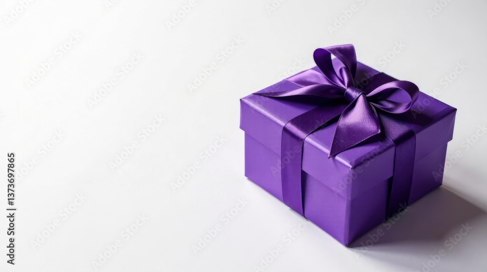 A Luxurious Purple Gift Box with a Satin Ribbon Bow, Perfect for Special Occasions A Luxurious Purple Gift Box with a Satin Ribbon Bow, Perfect for Special Occasions