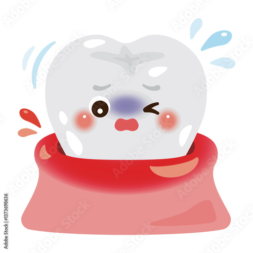歯肉炎になった歯のキャラクターイラスト