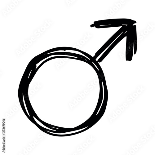 Hand drawn male gender identity icon Symbol used to represent sex and gender
