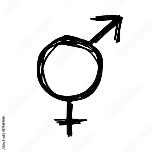 Hand drawn bigender (female and male) gender identity icon Symbol used to represent sex and gender
