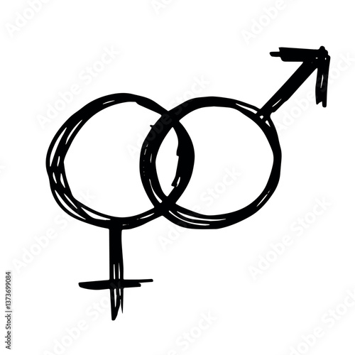 Hand drawn heterosexual gender identity icon Symbol used to represent sex and gender