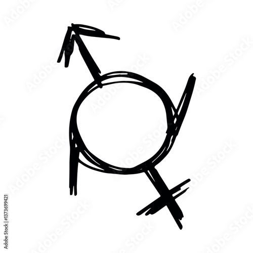 Hand drawn genderfluid (female and male) gender identity icon Symbol used to represent sex and gender
