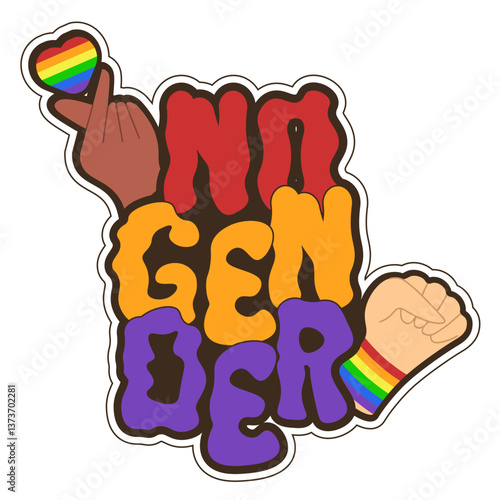 No Gender Sticker vector illustration. Pride Month holiday tag sign template design isolated transparent background. Perfect for scrapbook copybook Sticky decor. EPS 10