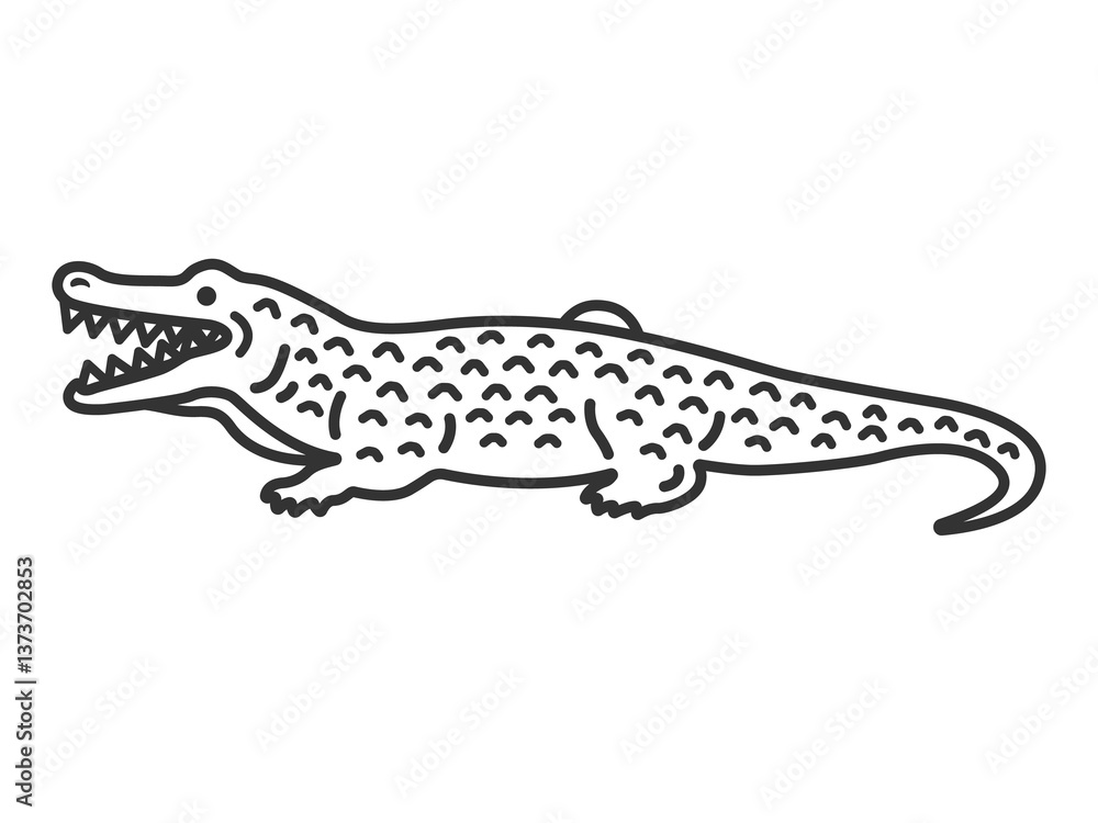 ワニ(線画)のイラスト ワニ(線画)のイラスト