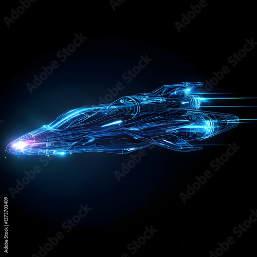 Futuristic Spaceship in Hyperdrive Abstract SciFi Artwork