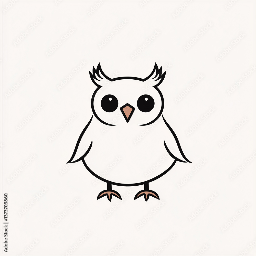 Fototapeta premium Minimalist cute owl with minimal lines