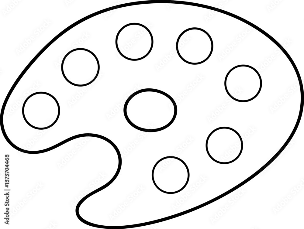 Palette with circular color wells, commonly used in painting and art. Palette with circular color wells, commonly used in painting and art.