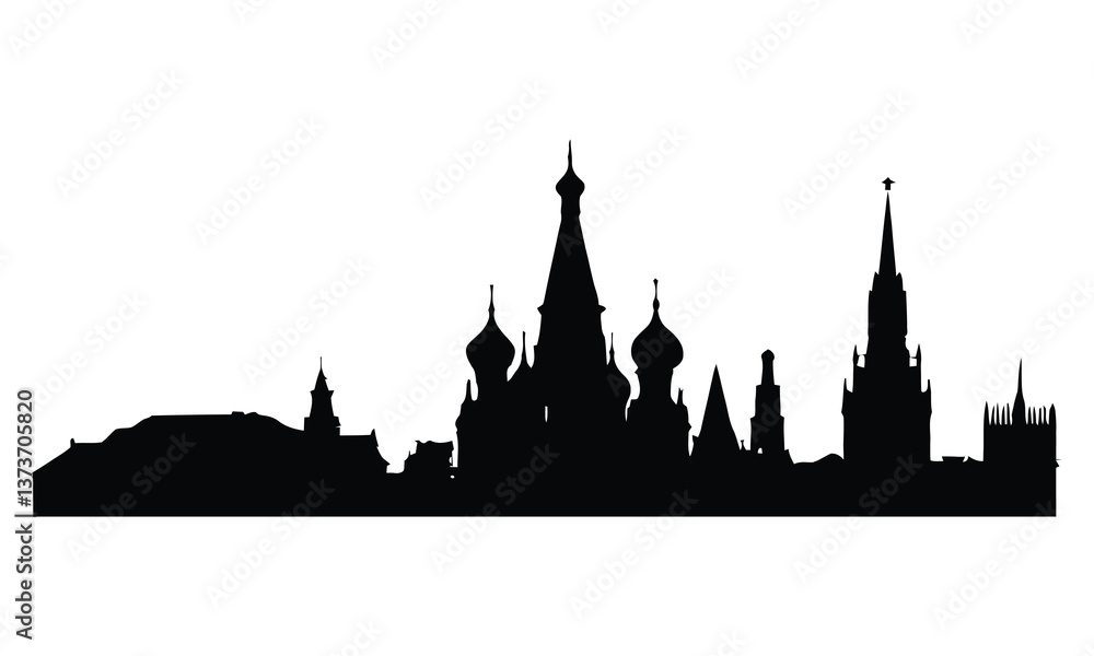 Moscow City Skyline Silhouette, Vector, Icon, Logo, White Background. Moscow City Skyline Silhouette, Vector, Icon, Logo, White Background.