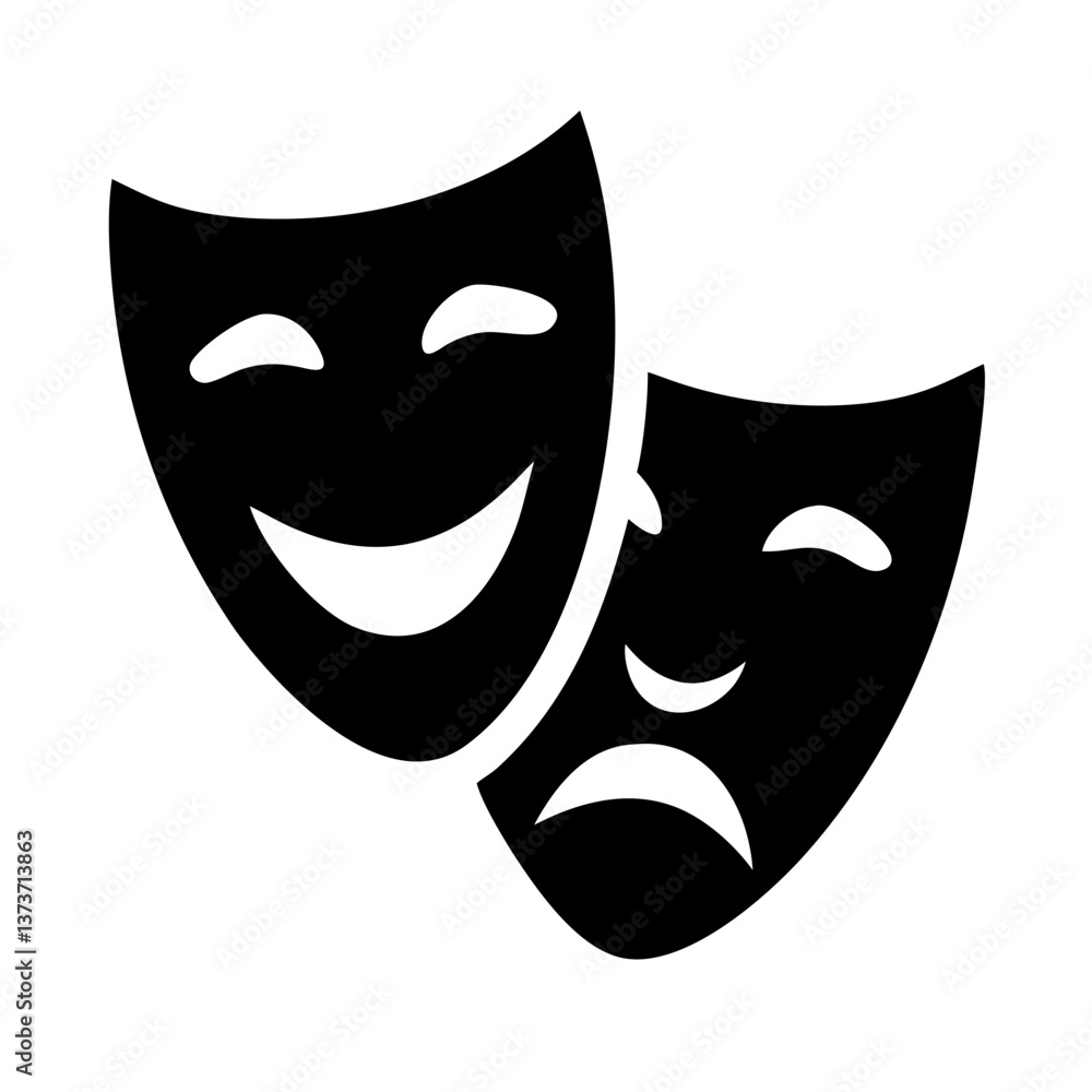 Comic and tragic mask icon Vector Pictogram Comic and tragic mask icon Vector Pictogram