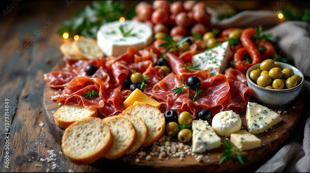 Tasting board with cold cuts and snacks
Tasting board with cold cuts and snacks