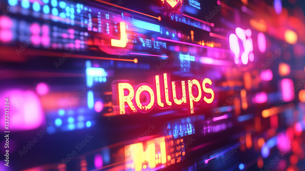 Rollups Futuristic text, futuristic sign, modern typeface