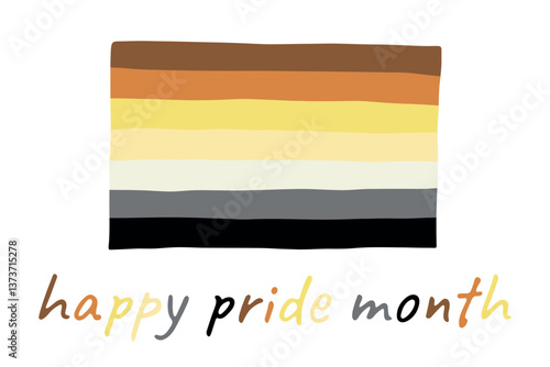 Colorful Bear brotherhood pride flag Happy pride day LGBTQ community Pride Month Vector hand drawn doodle for posters, stickers, logo, cards