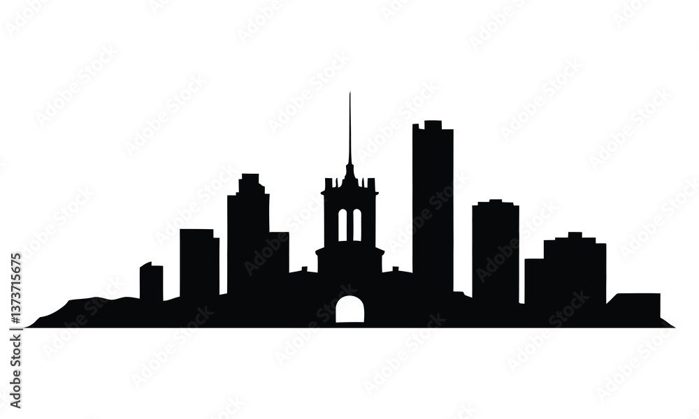 Naklejka premium Fortaleza City Skyline Silhouette, Vector, Icon, Logo, White Background.