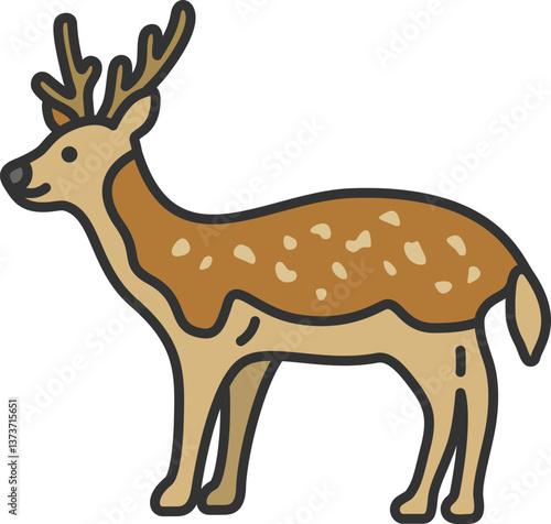 鹿（線画カラー）のイラスト
