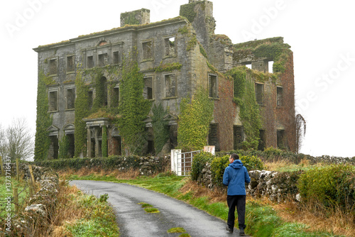 Person walking to visit Tyrone House, Tyrone, Co. Galway, Ireland