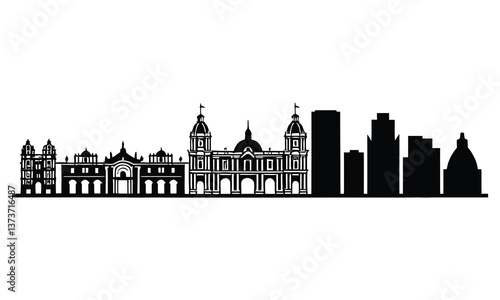Lima City Skyline Silhouette, Vector, Icon, Logo, White Background.