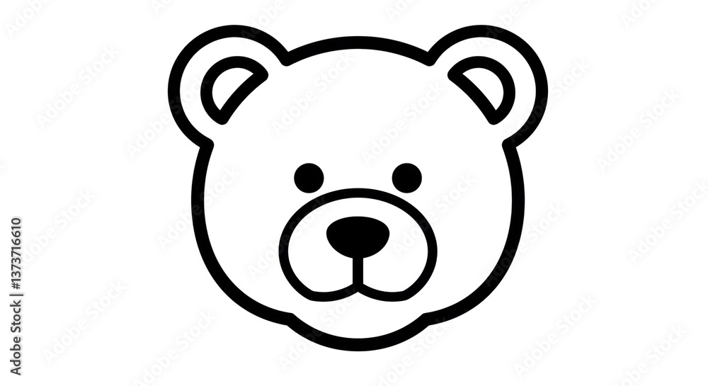 Isolated Teddy Bear Face Outline Isolated Teddy Bear Face Outline