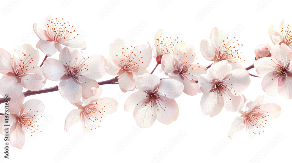 Blossom flower concept. Soft pastel colored blossoms in full bloom on a tree branch symbolizing the beauty and fragrance of springtime in nature Blossom flower concept. Soft pastel colored blossoms in full bloom on a tree branch symbolizing the beauty and fragrance of springtime in nature