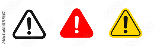 Caution vector icons. Warning icons. Caution alarm sign set. Danger signs. Warning attention icons