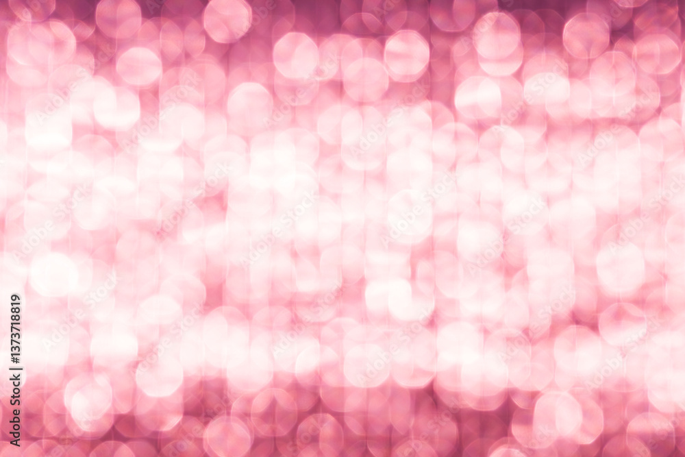 Fototapeta premium Abstract blurred pink light bokeh background, festive season concept background, pink bokeh pattern background