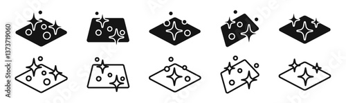 Clean surface vector icons. Cleanliness symbols. Hygiene, disinfection, cleaning, washing concept icons.