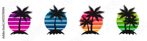 Retro sunset collection. Vintage sunset.