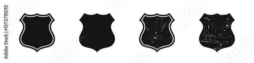 Policeman badges. Sheriff badge silhouettes. Sheriff icon set.