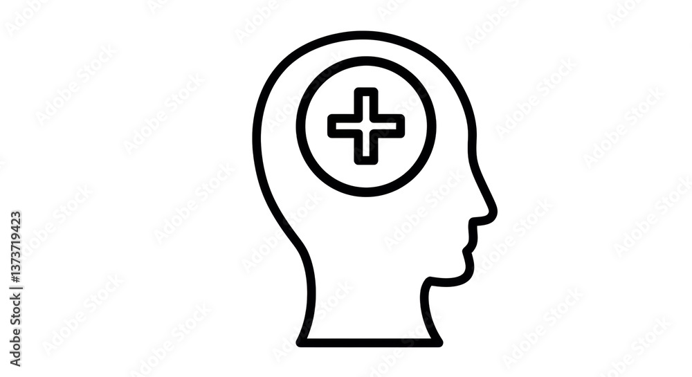 Isolated Head with Plus Sign Icon Isolated Head with Plus Sign Icon